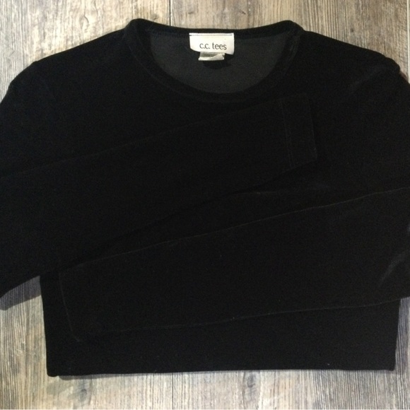 Black Velvet Crew Neck Top - Picture 3 of 7